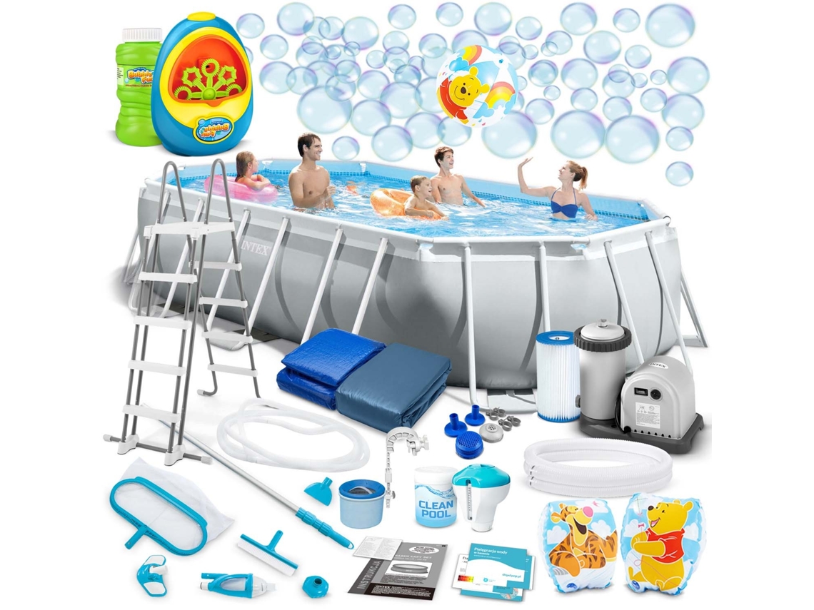 Piscina De Jardim Com Estrutura 503 X 274 X 122 Cm 21 Em 1 Intex 26796 Máquina De Bolhas Grátis