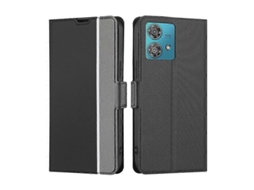 Capa De Couro Com Textura Sarjada E Botões Laterais Para Motorola Edge 60 Pro 5g