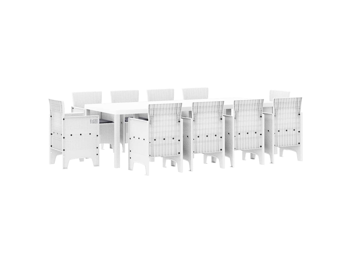 Conjunto 11 Conjunto De Jantar Para Jardim Vidaxl Branco Polipropileno (250 X 100 X 73 Cm)