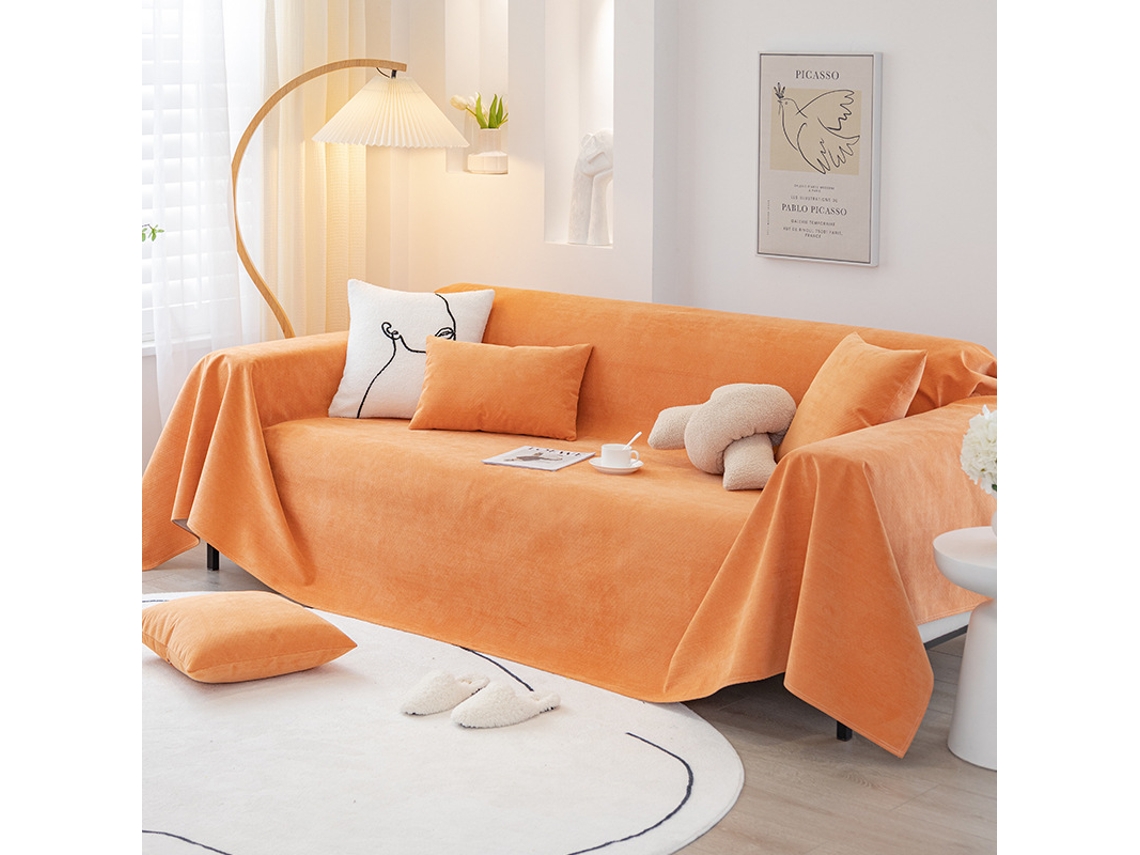 Protetor de Almofada de Sofá com Capa de Assento Antiderrapante Laranja-180X180Cm LUUCOZK