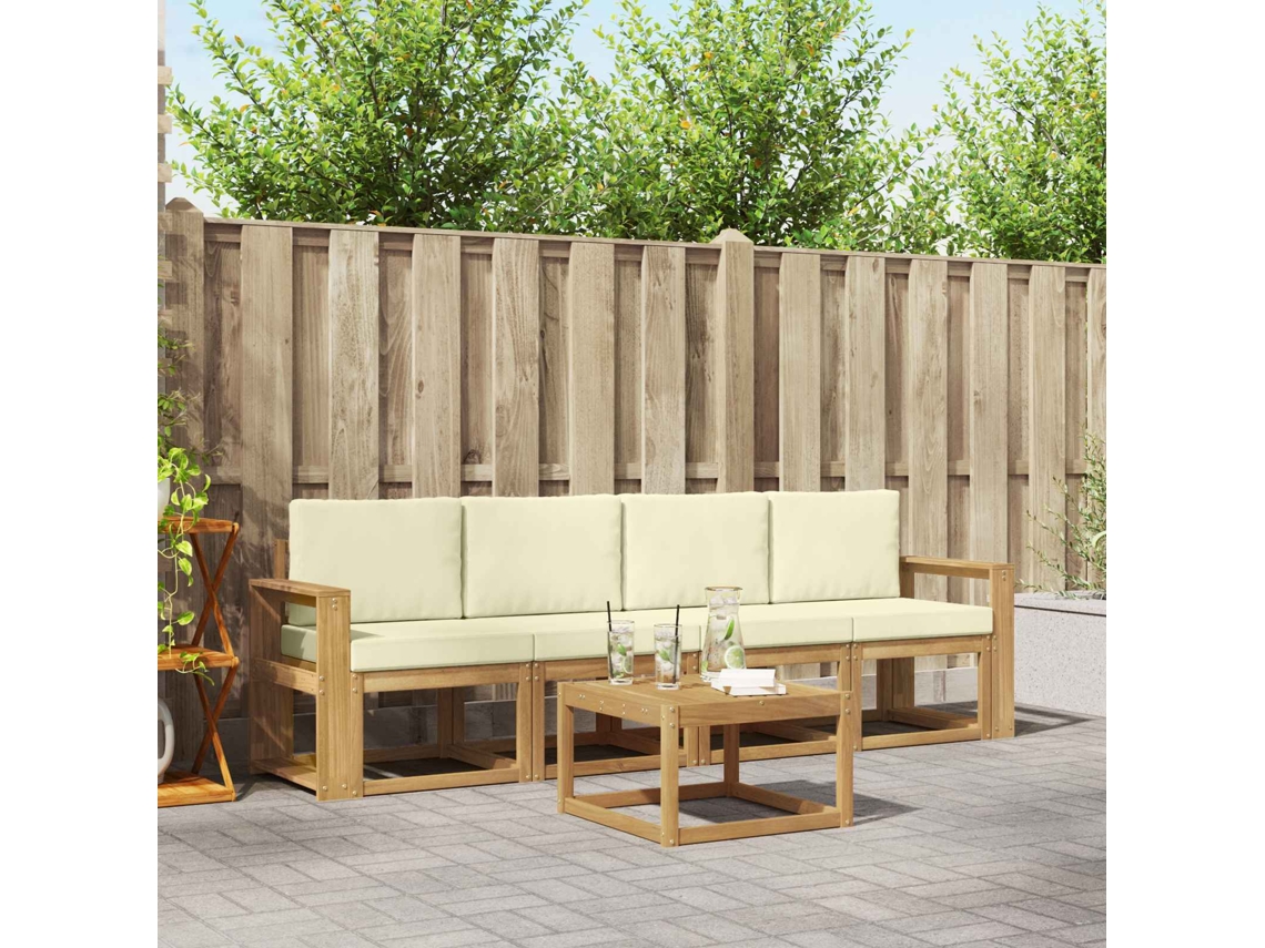 Vidaxl Conjunto De Sofás Para Exterior 5 Pcs Branco E Creme