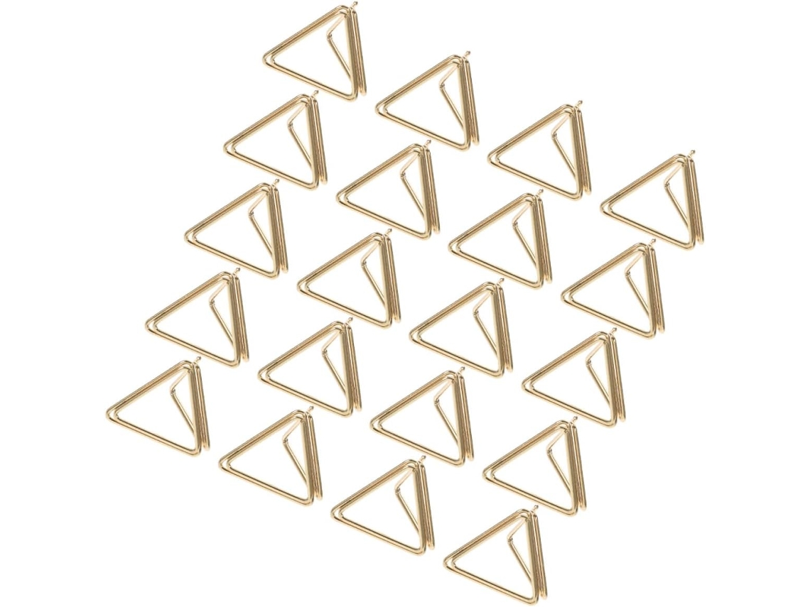 20 Clipes de Papel Triangulares Dourados, Mini Clipes de Papel de Camada Dupla para Blocos de Notas e Marcadores de Mesa, Acessórios