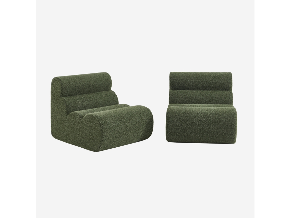 Módulos Para Sofá Modular Em Tecido Efeito Alpaca, 2 Lugares, Verde Caqui