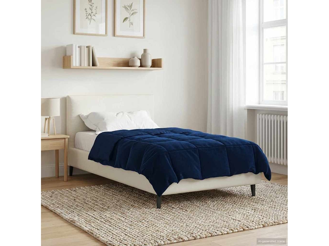 Vidaxl Edredom De Inverno 135 X 200 Cm Inverno Azul Escuro Respirável