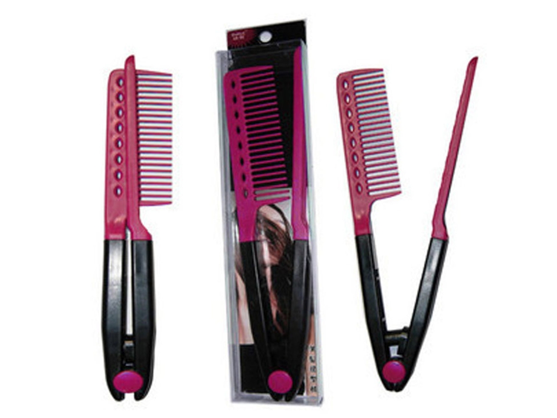 Pente De Alisamento Anti-estático Em Forma De V Para Corte E Estilo De Cabelo Com Clip E Grip Portátil