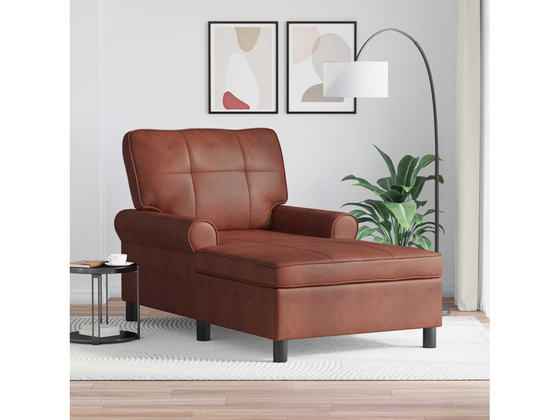 Vidaxl Chaise Lounge Marrom Brilhante 91 X 157 X 91 Cm Couro Sintético