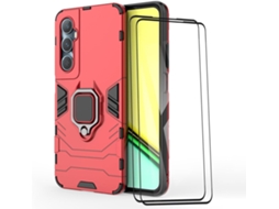Capa Proteção Militar Mil Para Realme Realme C65 4g Hongwe. Magnética Vermelho