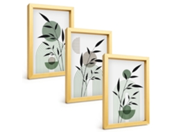 Galeria De Pinturas Muraiscomposições De Plantas Em Estilo Boho Moldura Dourada Fotos Para O Escritório Espelharte (3 Peças 20x30 Cm)