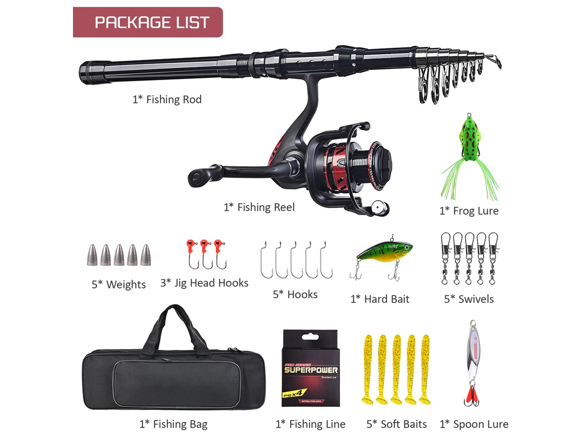 Combo Vara e Molinete de Pesca Telescópica 180 270cm