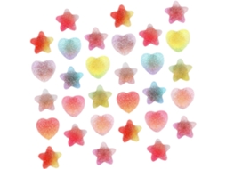 Conjunto de 30 enfeites decorativos em formato de estrela e coração para carteira escolar, em metal e acrílico.