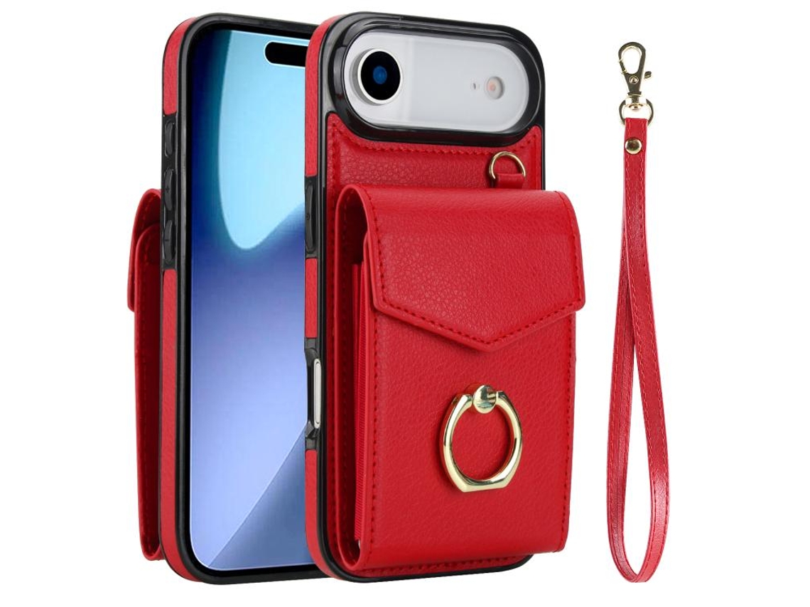 Capa Para Iphone 17 Air Com Compartimento Para Cartão Rfid E Suporte De Anel