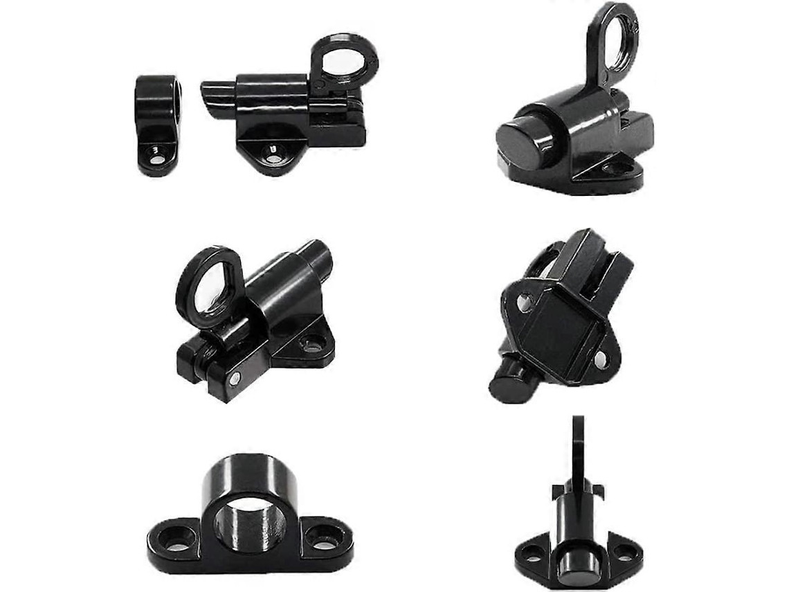 4 Pestillos de Puerta Automática, Pestillo de Cerrojo Con 16 Tornillos, 43mm (negro Y Plata)
