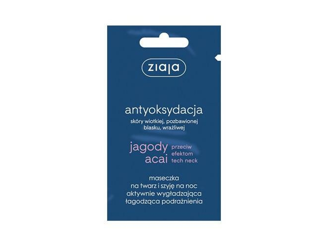 ZIAJA Antyoksydacja aktywnie wyg?adzaj?ca ?agodz?ca podra?nienia maseczka na twarz i szyj? na noc Jagody Acai 7ml