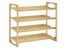 Sapateira de 4 níveis, ripada, para 12 pares, bambu, 76x33x67cm, natural CHEZMOI