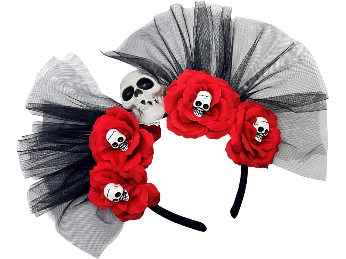 Tiara de Caveira com Coroa de Flores SFUSHOS