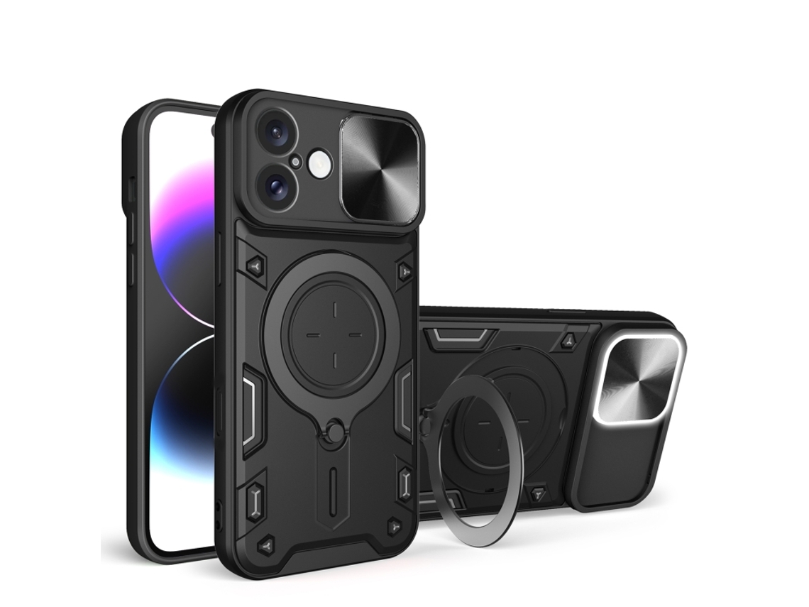 Capa Para Iphone 16 Plus - Textura De Cd - Suporte Magnético Deslizante - Proteção Para Câmera