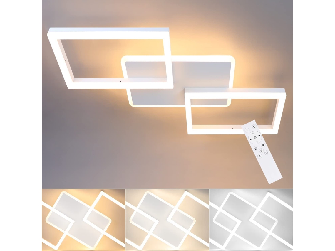 ZMH Luminária de teto com moldura em formato de losango 48W regulável para quarto