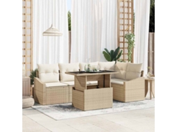 Vidaxl Conjunto De Sofá De Jardim Com Almofada 6 Pcs Bege E Creme