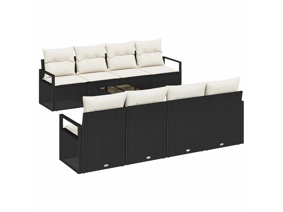 Maison Exclusive - Conjunto De Sofás Com Almofada 7 Pcs Preto E Creme Vime Pe