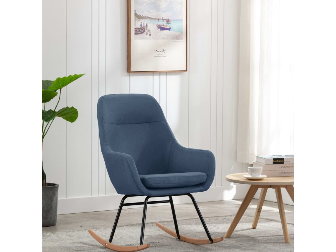 Vidaxl Cadeira De Baloiço Tecido Azul