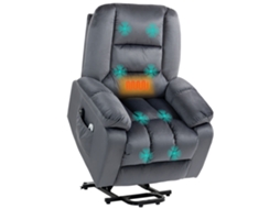 Poltrona de massagem com elevação, 8 motores, controle remoto, cinza, S/MARCA