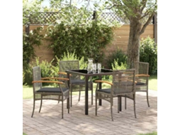 Vidaxl Conjunto de Jantar para Jardim 5 Pcs Cinza e Preto Vime
