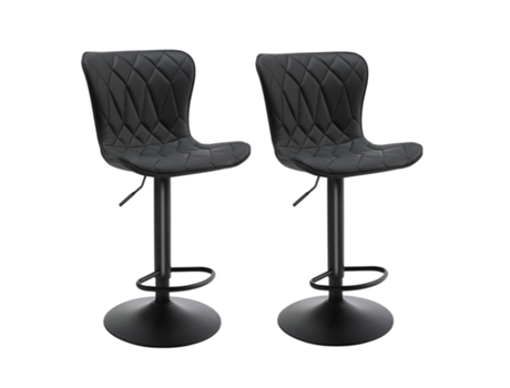 Banco De Bar Ajustável Em Pele De Gato Com Diamond Quilted2 Homemiyn (53x46x113 Cm Preto)