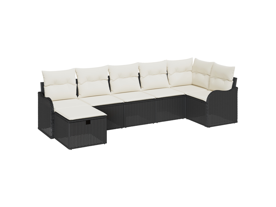 Conjunto 7 Conjunto De Sofás Para Exterior Vidaxl Bege Vime Pe (287,5 X 122,5 X 85 Cm)