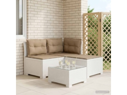 Vidaxl Sofá De Jardim 3 Lugares Com Almofadas Visual Rattan Pp Branco
