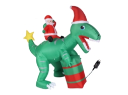 Decoração De Natal Inflável Laxiscreed Com Dinossauro, Santa E Luzes Led Para Exterior, 2.4 Metros
