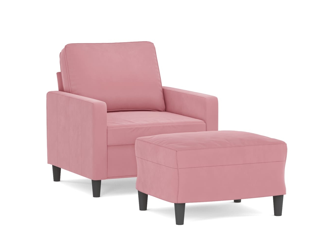 Sofa Chair With Footstool, Sofa Chairs With Footstools Vidaxl Cor-de-rosa Veludo (n/a)