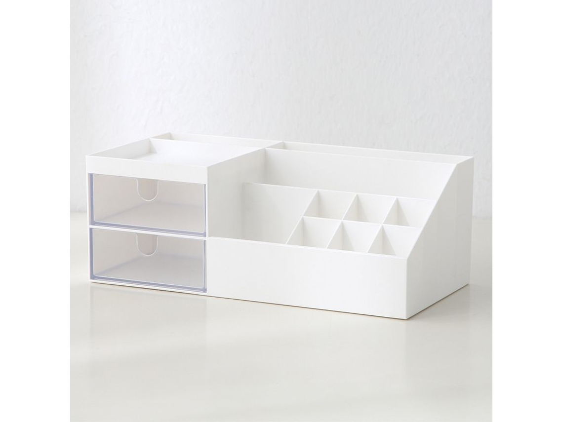 Organizador NOVA LINE de maquiagem e joias, 2 gavetas, branco
