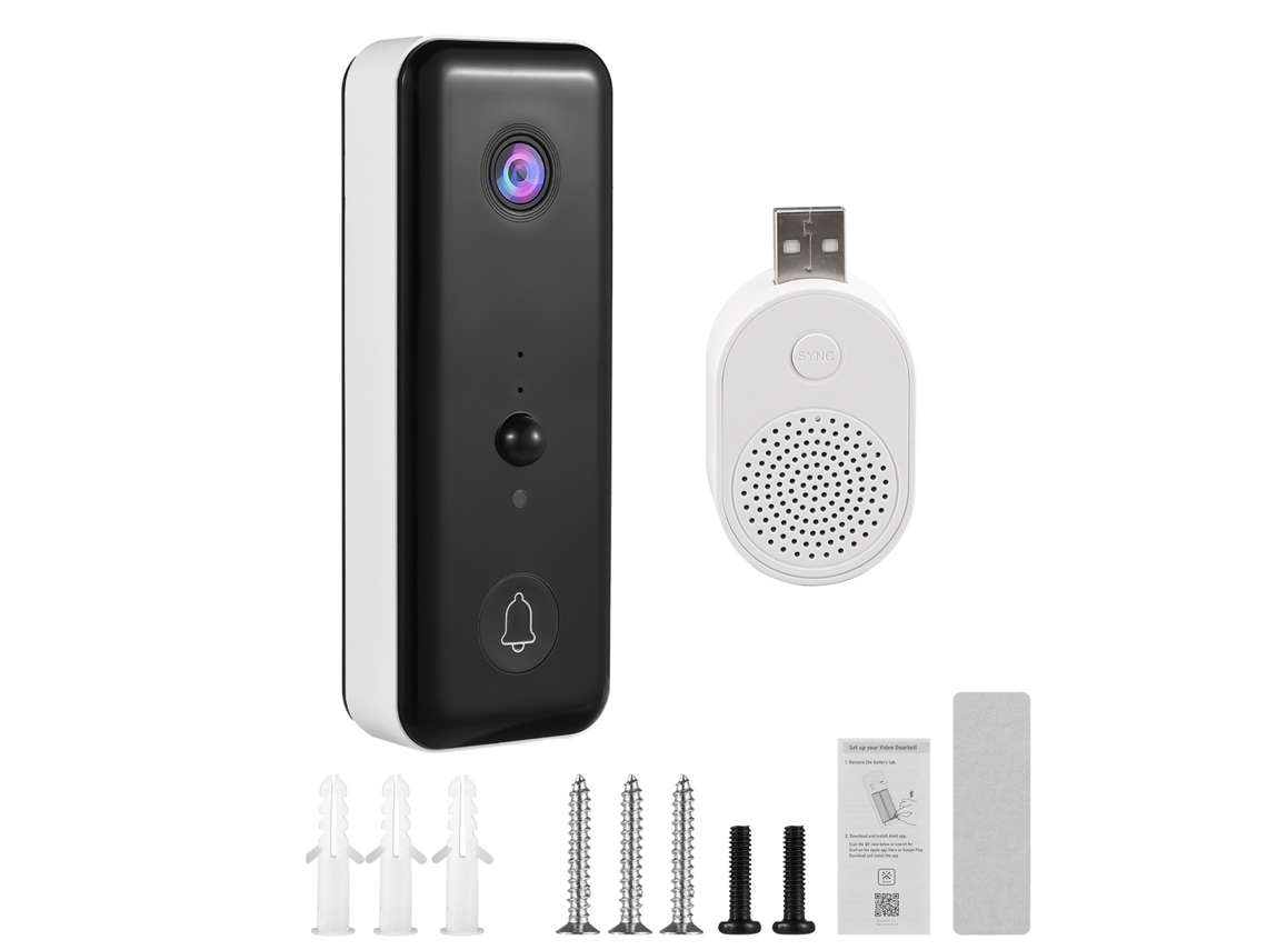 Campainha com Câmera Primerox Semi Fio WiFi 2.4GHz, 720p, Visão Noturna, ângulo de 140°, PIR