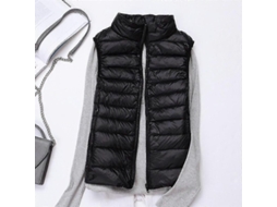 Chaleco Acolchado Leve Mulher Cierre Completo Gola Alta Inverno