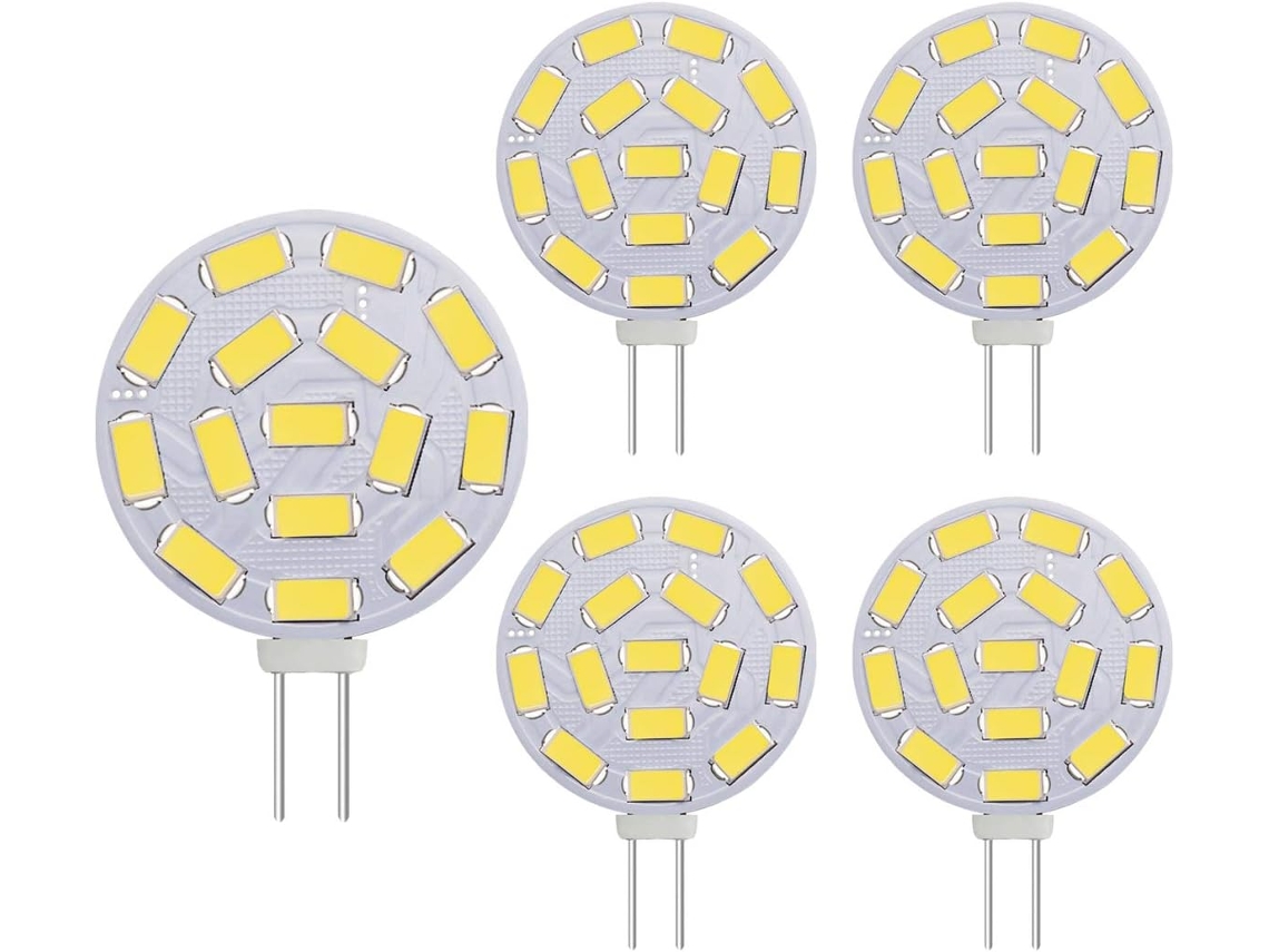 Soquete Para Lâmpada, 5 Unidades, Base G4, 2,5w, 25w, Ac/dc12v, 6000k, 300lm, Acabamento Branco, Para Montagem Técnica De Componentes Compatíveis