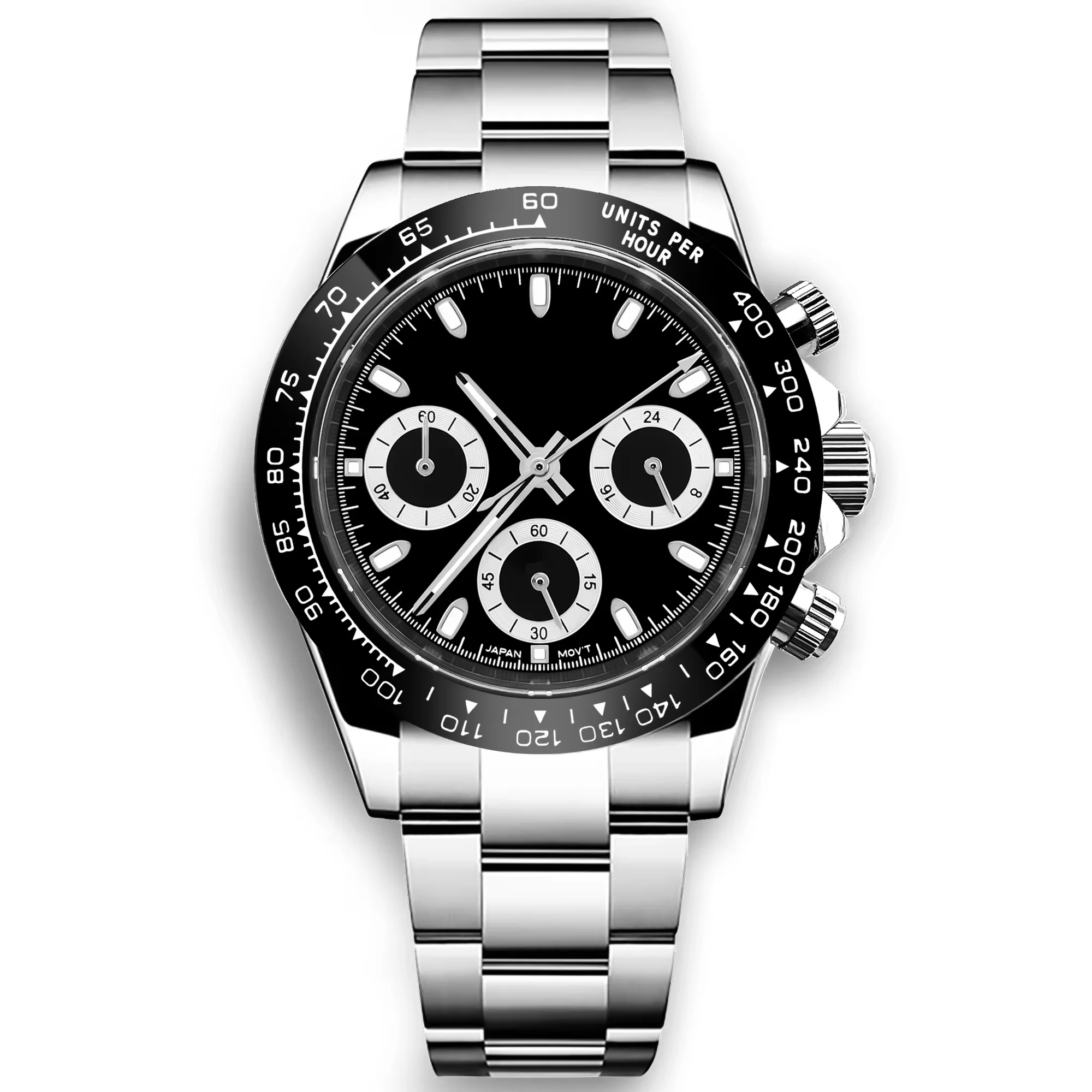 Relógio Masculino De Quartzo De 39 Mm (preto), Modelo Esportivo Com Cristal De Safira.