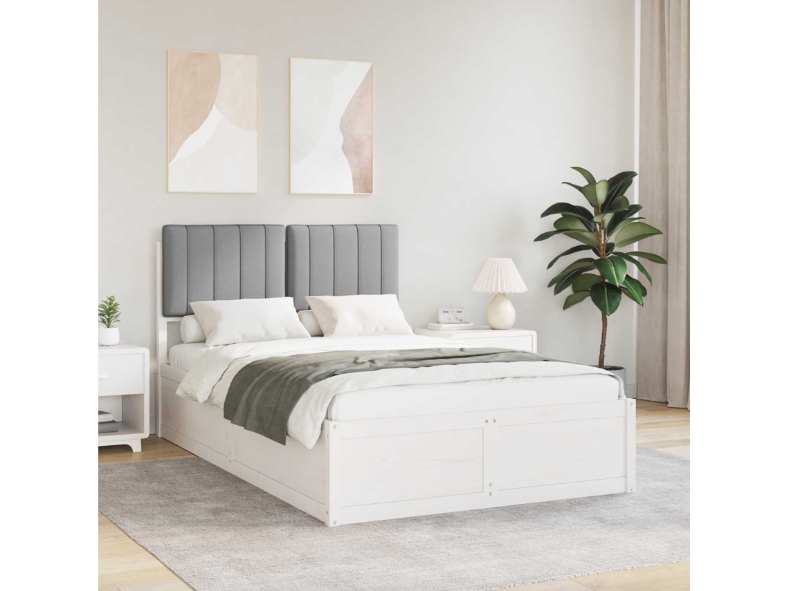 Vidaxl Estrutura de Cama com Cabeceira Estofada Cinzento claro