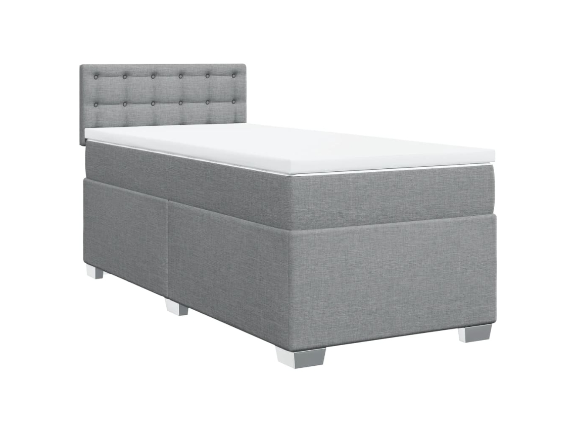Cama com Molas e Colchão Tecido Cinzento Claro MAISON EXCLUSIVE (90x190 cm)