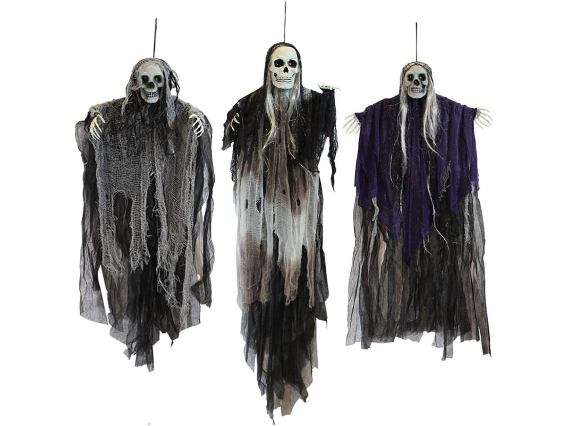 Decorações De Halloween Para Áreas Externas, Olhos Brilhantes, Material Premium, Esqueletos Fantasmas Pendurados Fáceis De Usar, 3 Pacotes, Braços Aju
