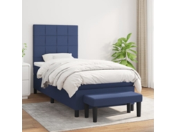 Vidaxl Cama Com Molas/colchão 80x200 Cm Tecido Azul