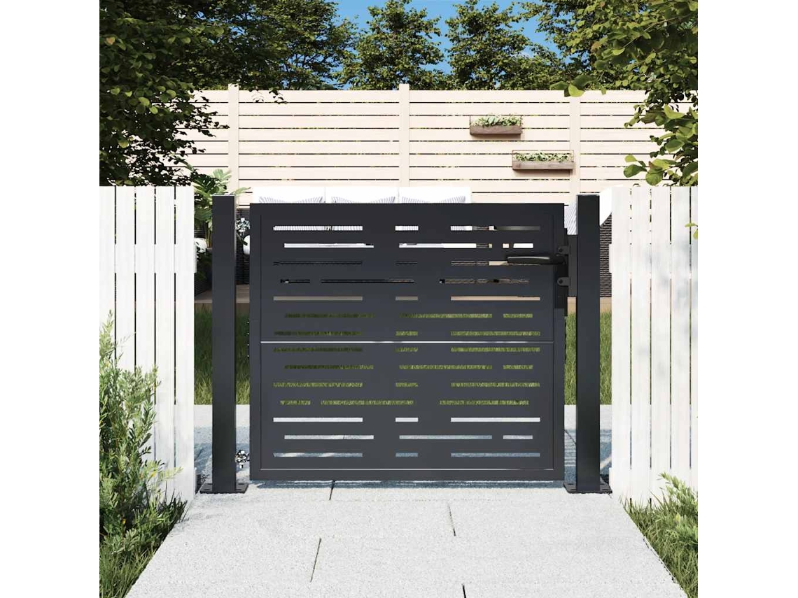 Vidaxl Portão De Jardim Antracite 100x100 Cm Aço Design Quadrado