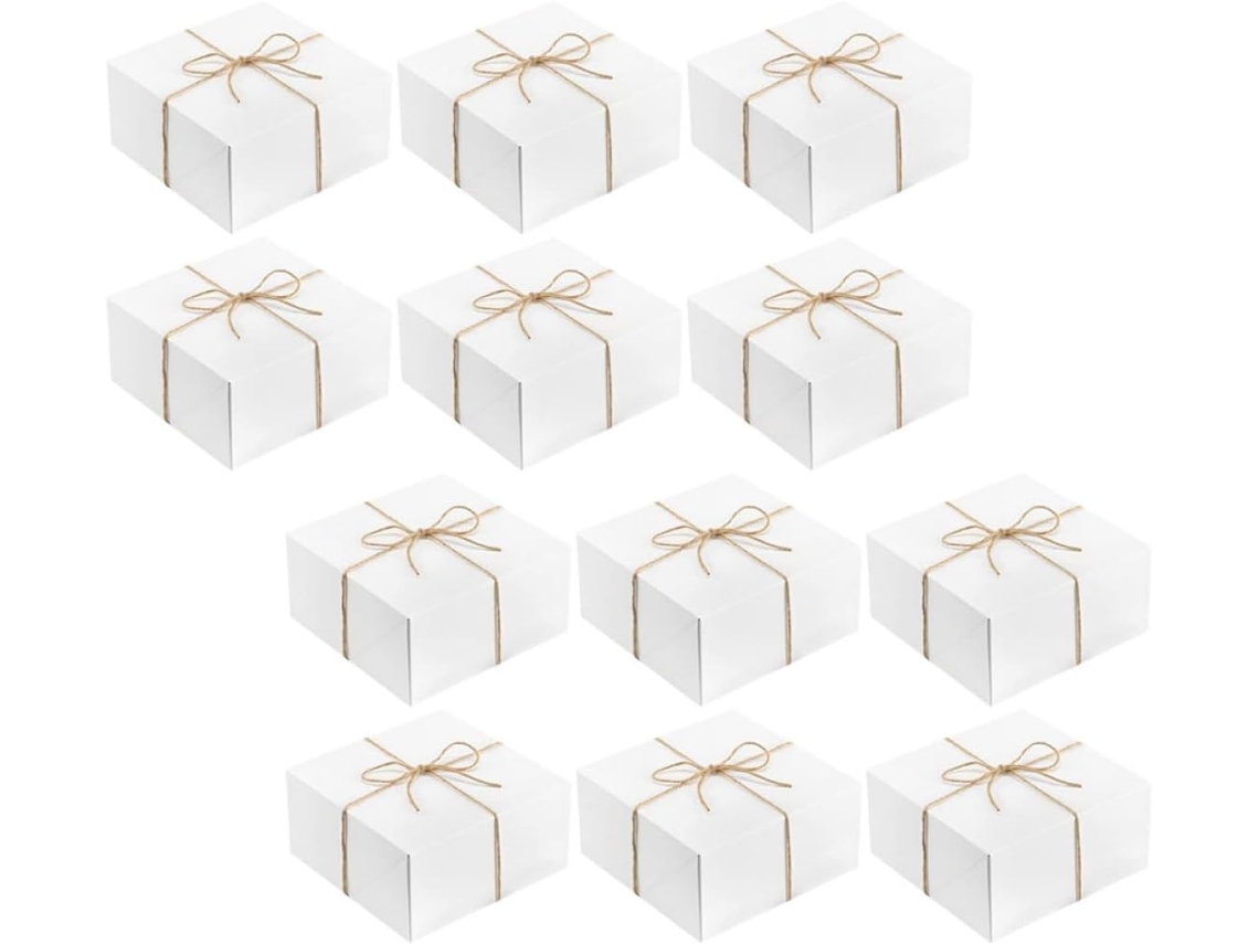 Conjunto De 12 Caixas De Presente Com Tampas E Corda De Juta. Embalagem Resistente E Elegante.