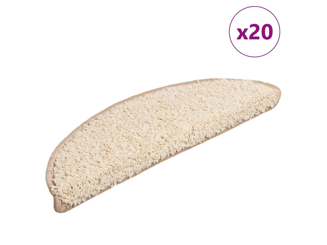 Vidaxl Tapetes De Escada 20 Peças 56x17x3 Cm Creme Semicircular
