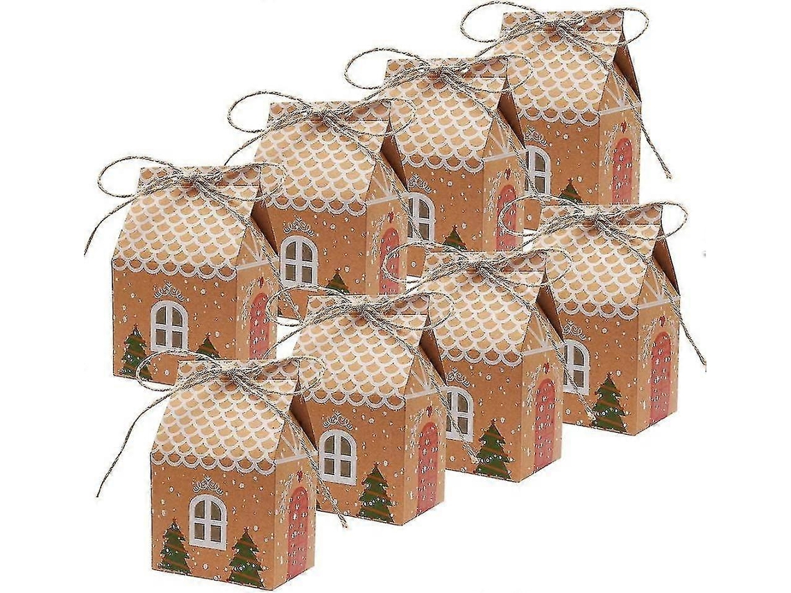 Conjunto De 8 Caixas De Presente Em Formato De Árvore De Natal, Sacolas De Papel Kraft Premium Para Doces E Decoração De Presentes. Hengjian