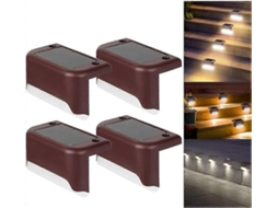 Rebe 4 Pack Luzes Solares para Escadas Exteriores Led Impermeáveis Luzes de Cerca Luz Fria Branca