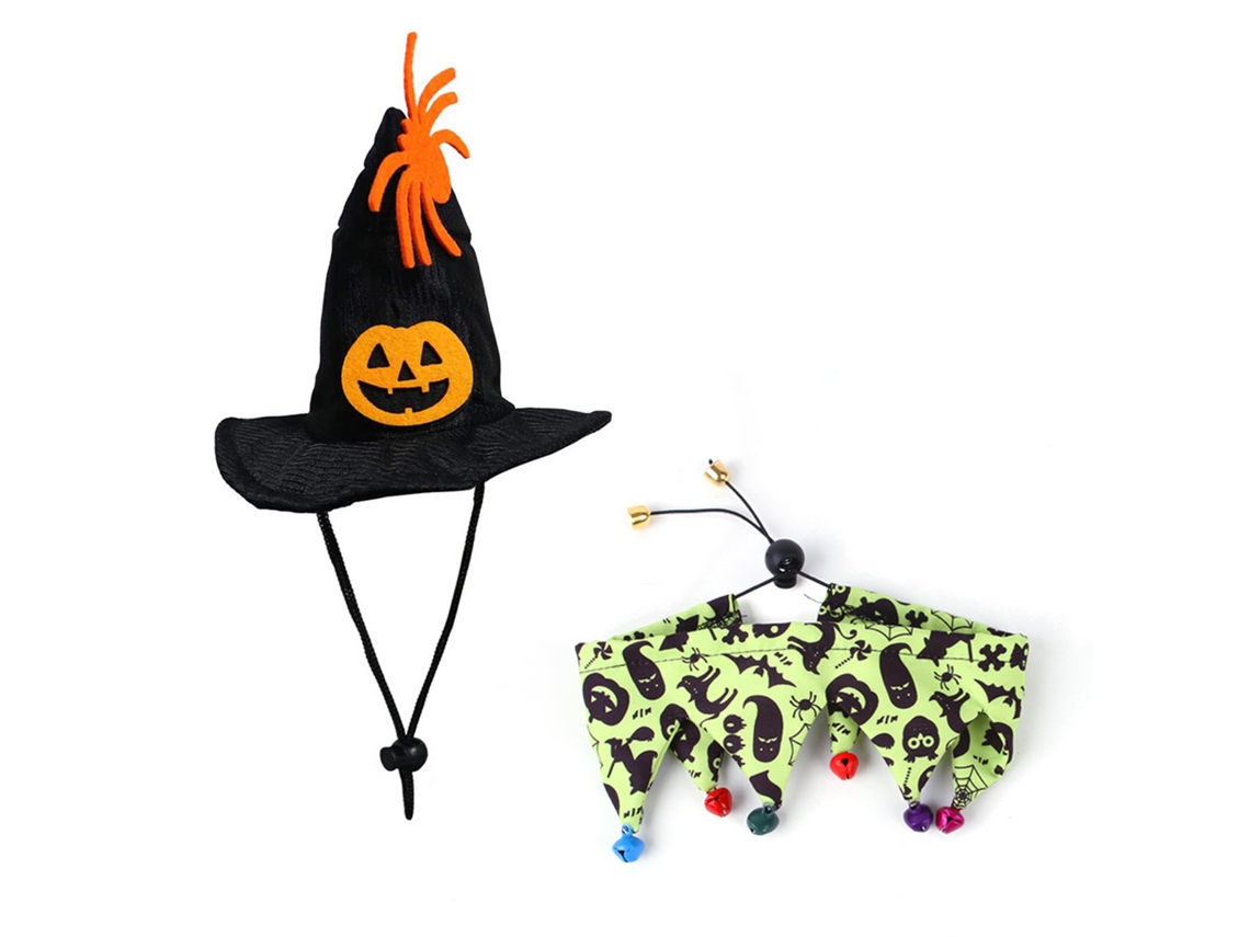 Conjunto Chapéu E Cachecol Halloween Para Gato