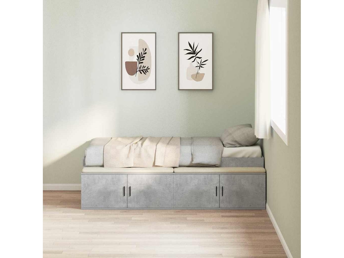 Vidaxl Estrutura Da Cama Cinzento 90 X 200 Cm Derivados De Madeira