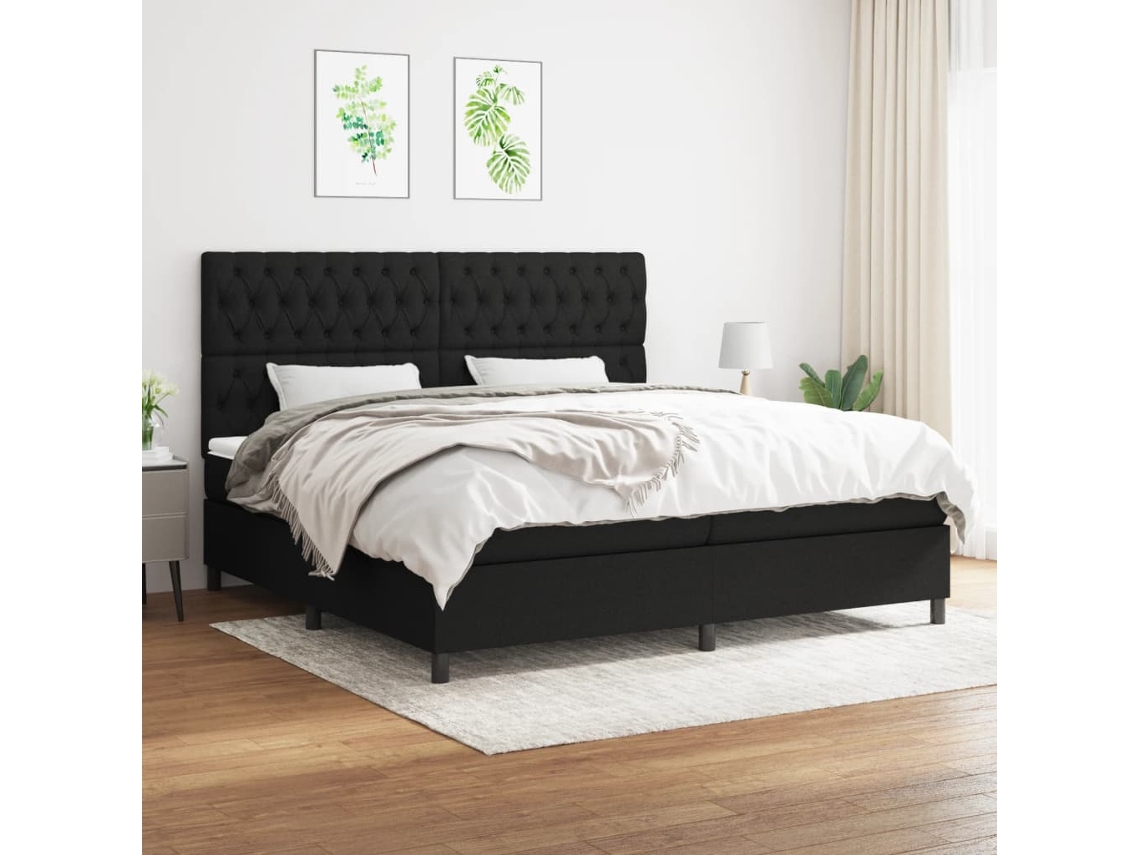 Vidaxl Cama Com Molas/colchão 200x200 Cm Tecido Preto