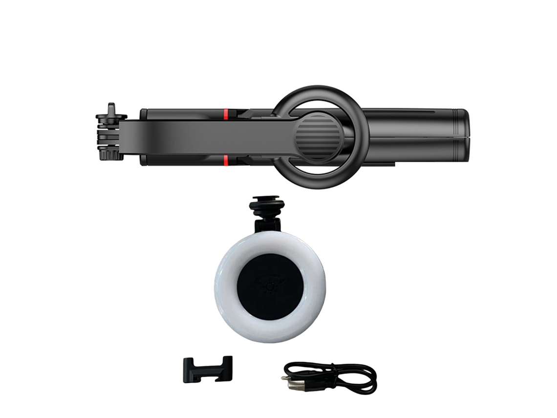 Suporte Magnético Para Transmissão Ao Vivo, Tripé Fotográfico Sem Fio Bluetooth, Bastão De Selfie Com Pequena Luz Redonda.