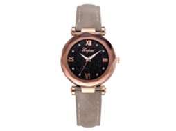 Relógio de Pulso Feminino de Quartzo com Pulseira de Couro Pu e Cristais (cinza)